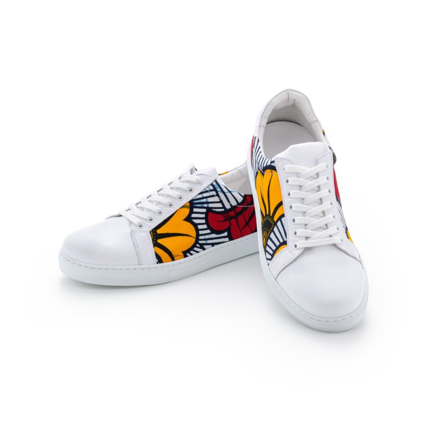 Sneaker en madras Mad'in sunshine - Hibiscus rouge et jaune